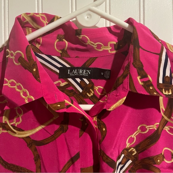 Lauren Ralph Lauren Equestrian Bridle Print 100% Silk Dress - Picture 7 of 8